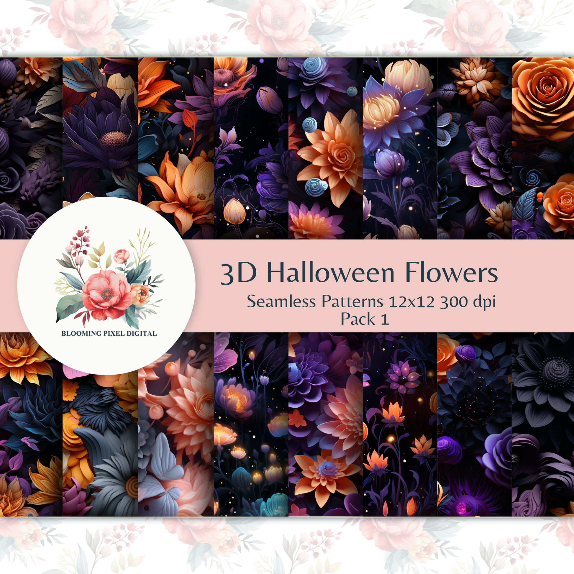 3D Halloween Floral Patterns