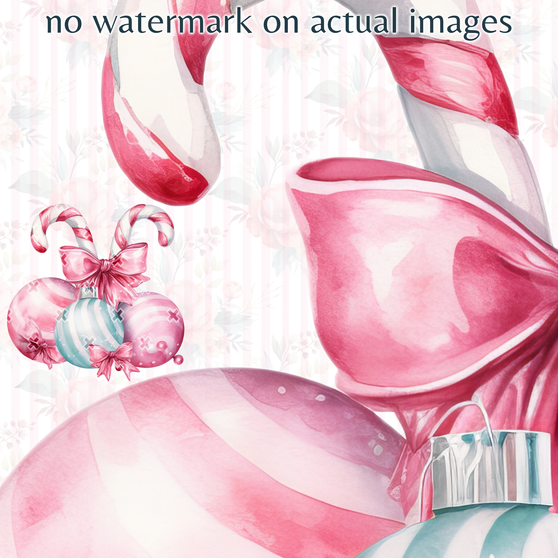 Pastel Watercolor Christmas Candy Clipart