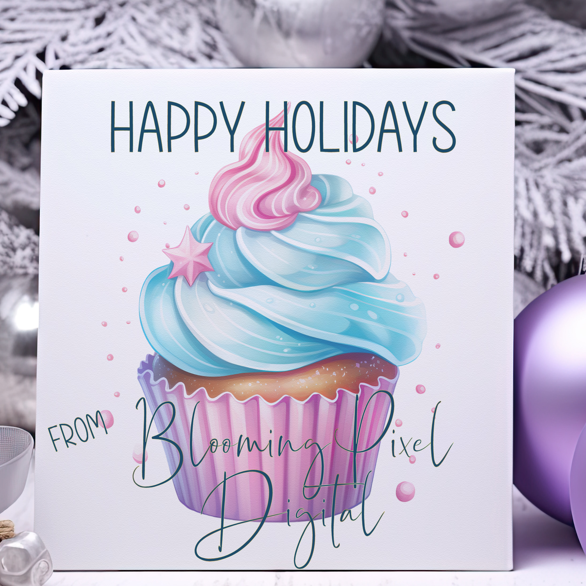 Pastel Watercolor Christmas Cupcake Clipart