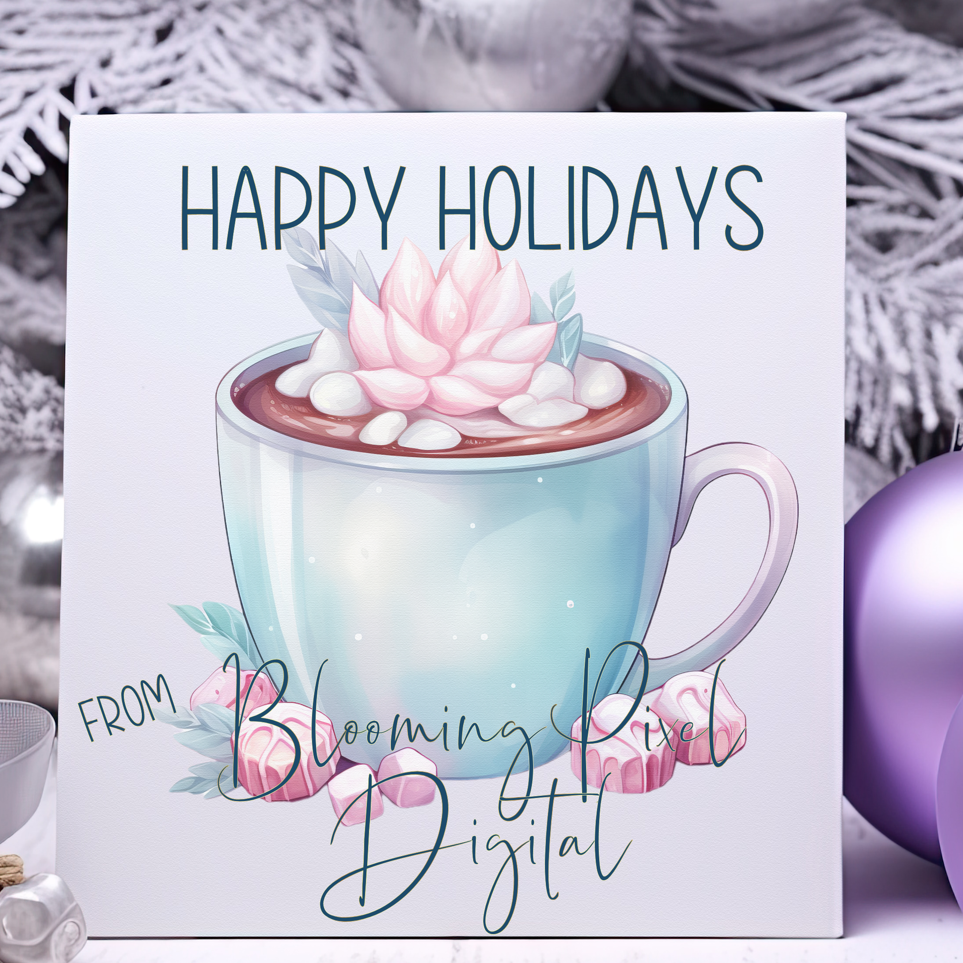 Pastel Watercolor Christmas Hot Chocolate Clipart