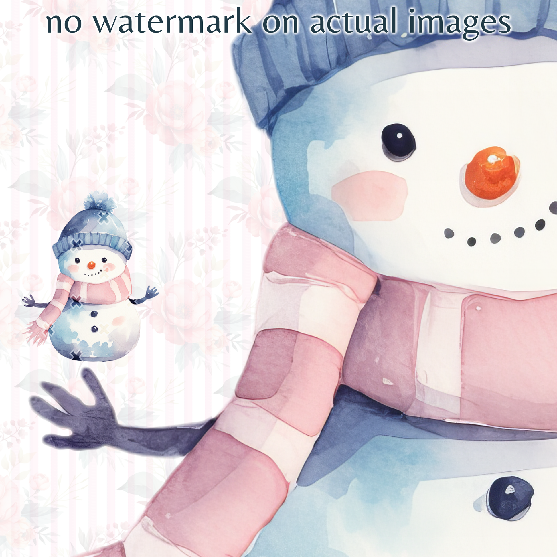 Pastel Watercolor Christmas Snowman Clipart