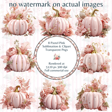 Pastel Pink and Gold Pumpkin Clipart For SublimationPastel Pink and Gold Pumpkin Clipart For Sublimation
