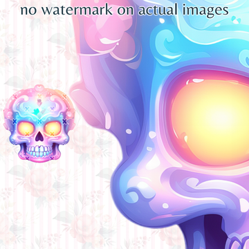 Halloween Pastel Rainbow Skull Clipart PK1