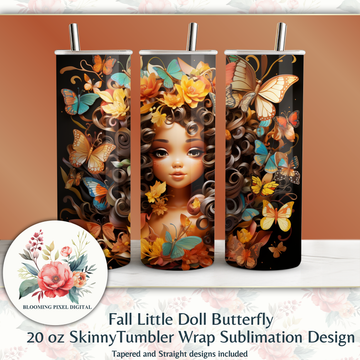 Fall Little Doll Butterfly Seamless Tumbler Wrap PK2