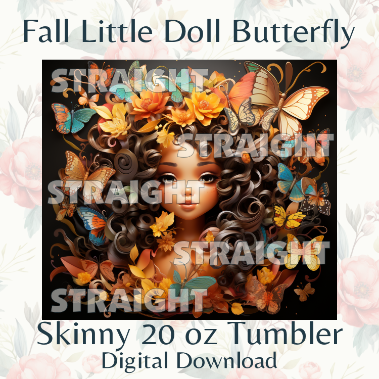 Autumn Little Doll and Butterfly Digital Sublimation Tumbler Wrap