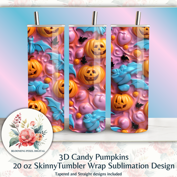3D Pastel Candy Pumpkin Tumbler Wrap PK2