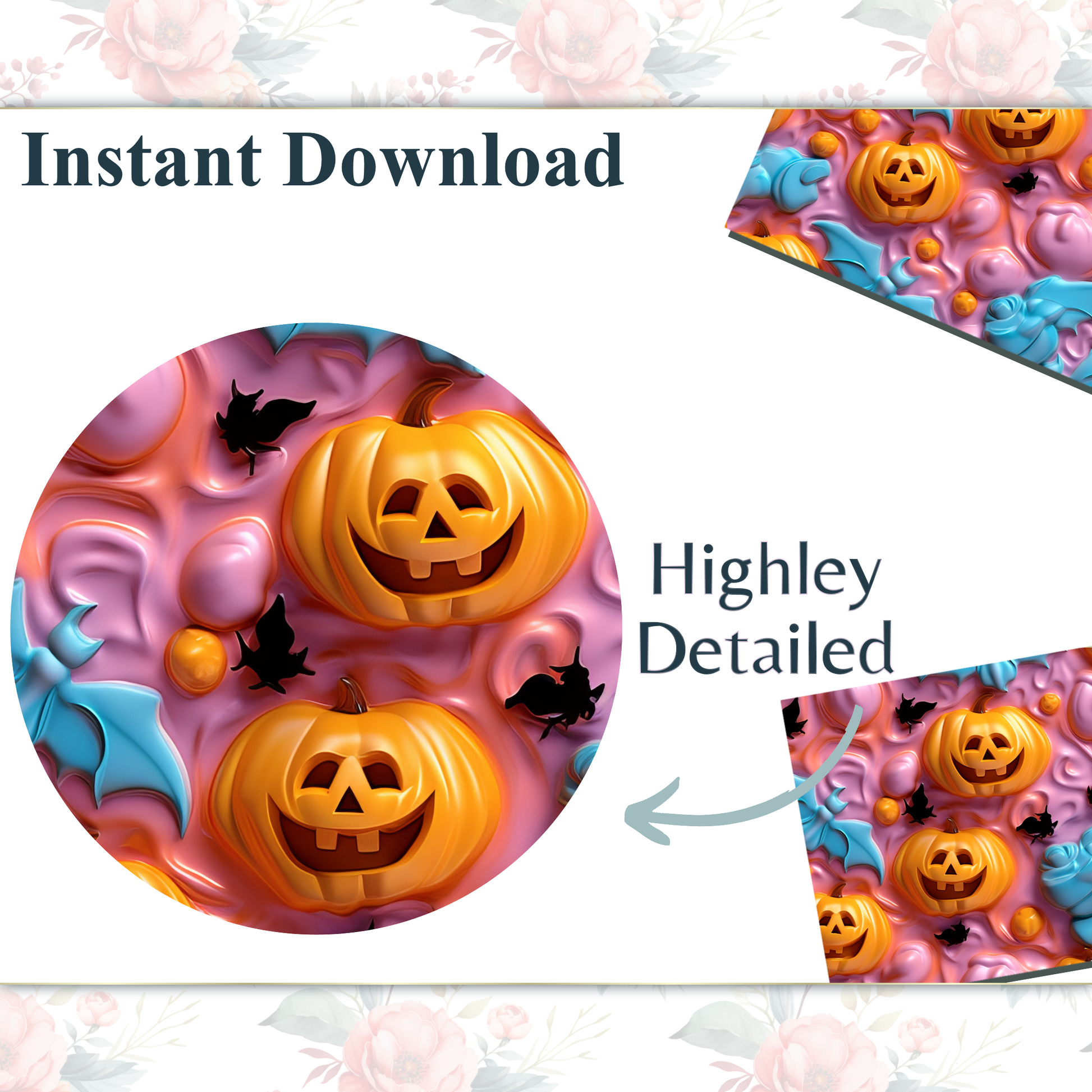 Halloween Pumpkin Clipart Sublimation Tumbler Wrap