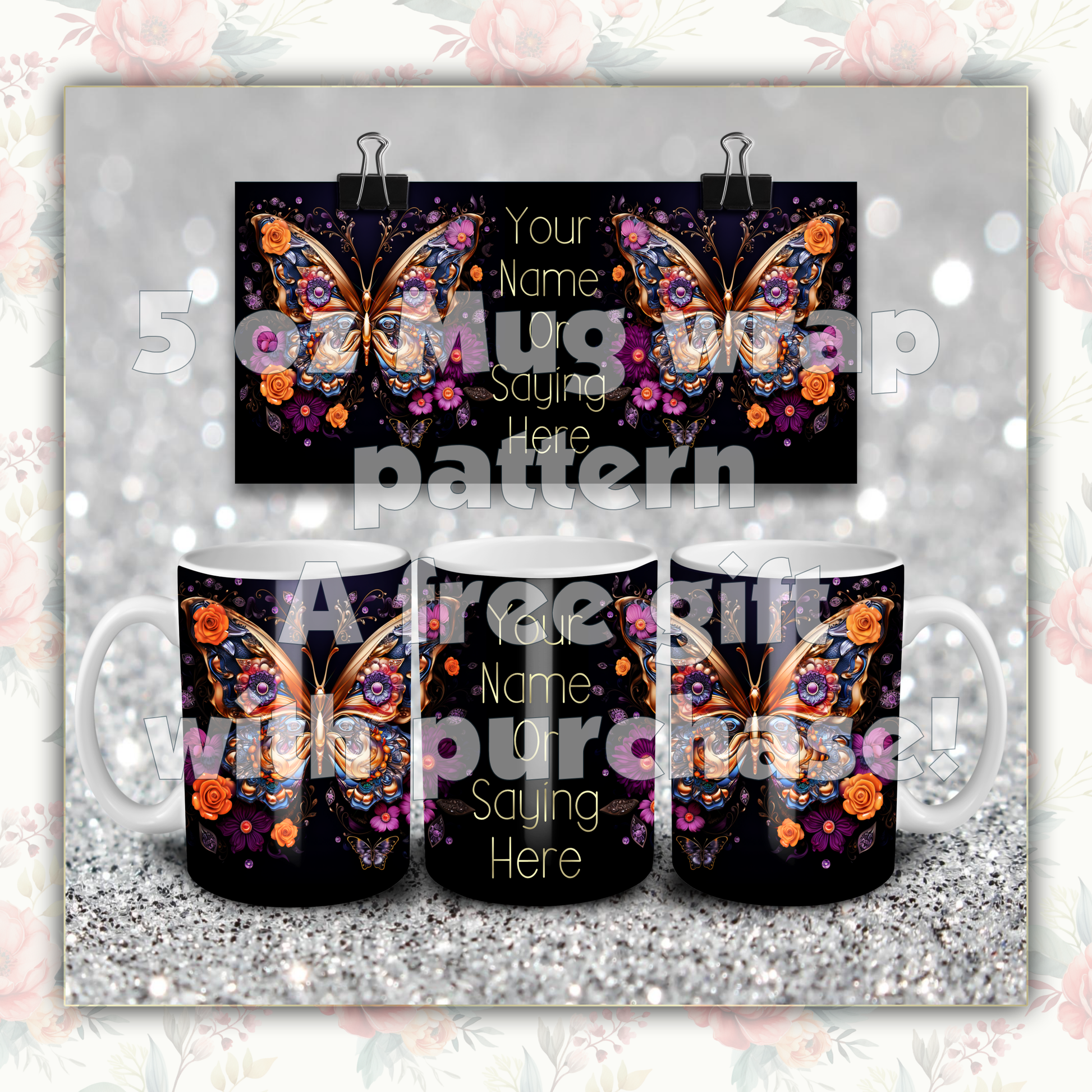 Halloween Butterfly Clipart Mug Wrap