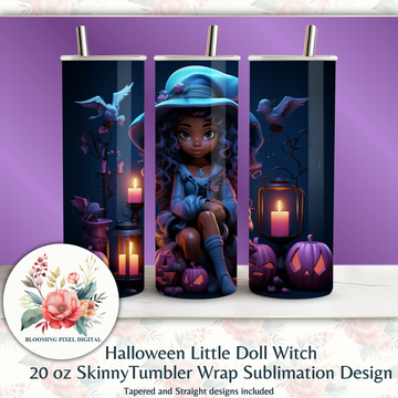 Halloween Little Doll Witch Seamless Tumbler Wrap PK1