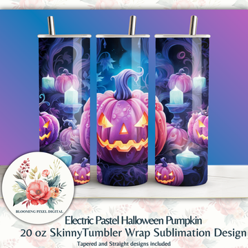 Electric Pastel Halloween Pumpkin Seamless Tumbler Wrap PK5