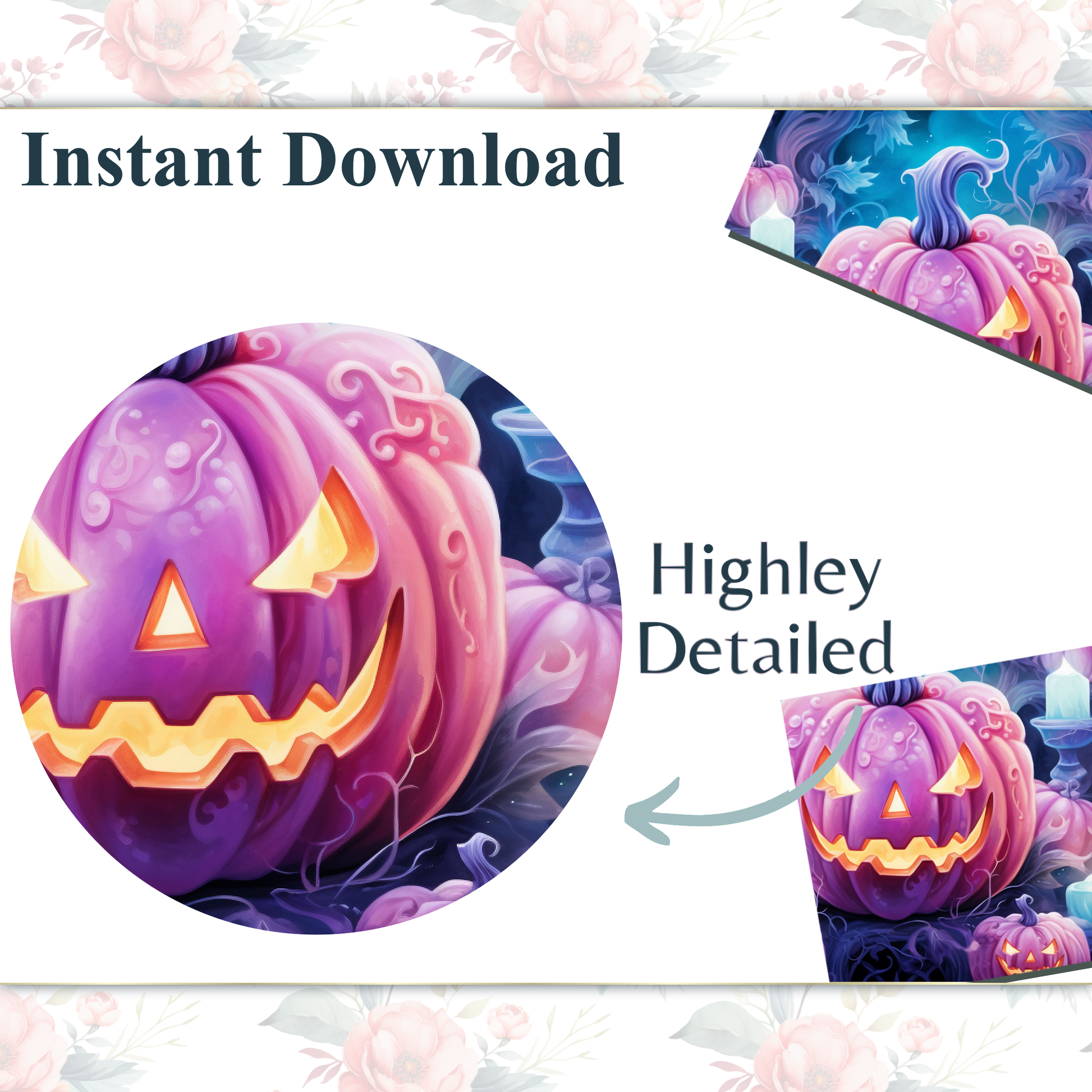 Halloween Bright Pastel Pumpkin Clipart Tumbler Wrap