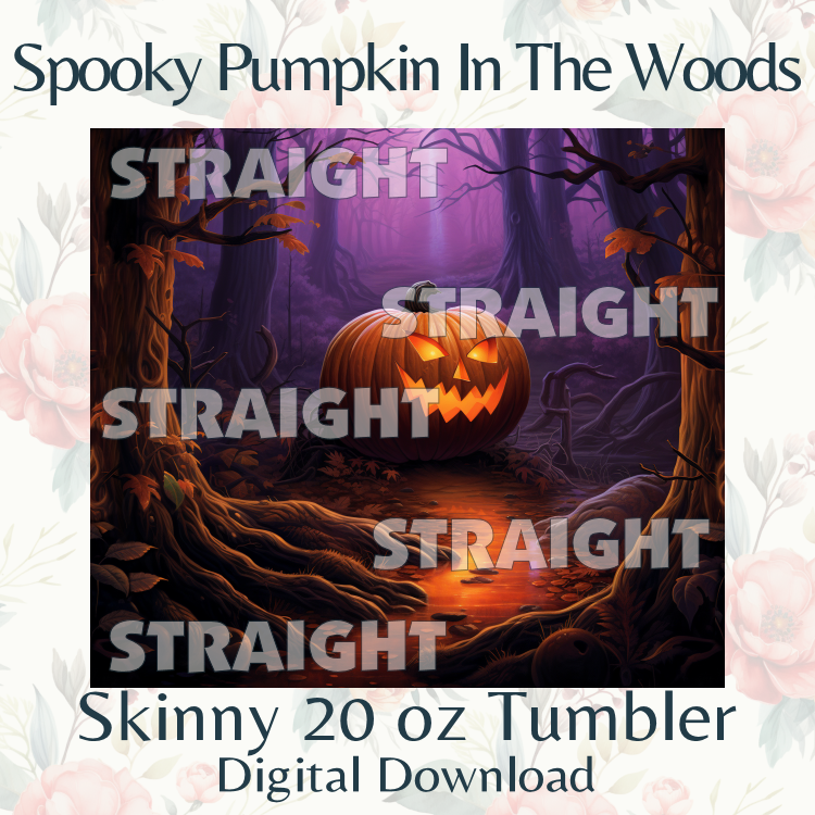 Halloween Pumpkin In The Woods Digital Sublimation Tumbler Wrap