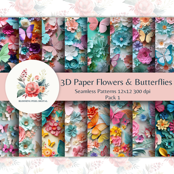 3D Paper Flowers and Butterflies PK1