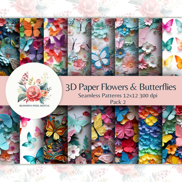 3D Paper Flowers and Butterflies PK2