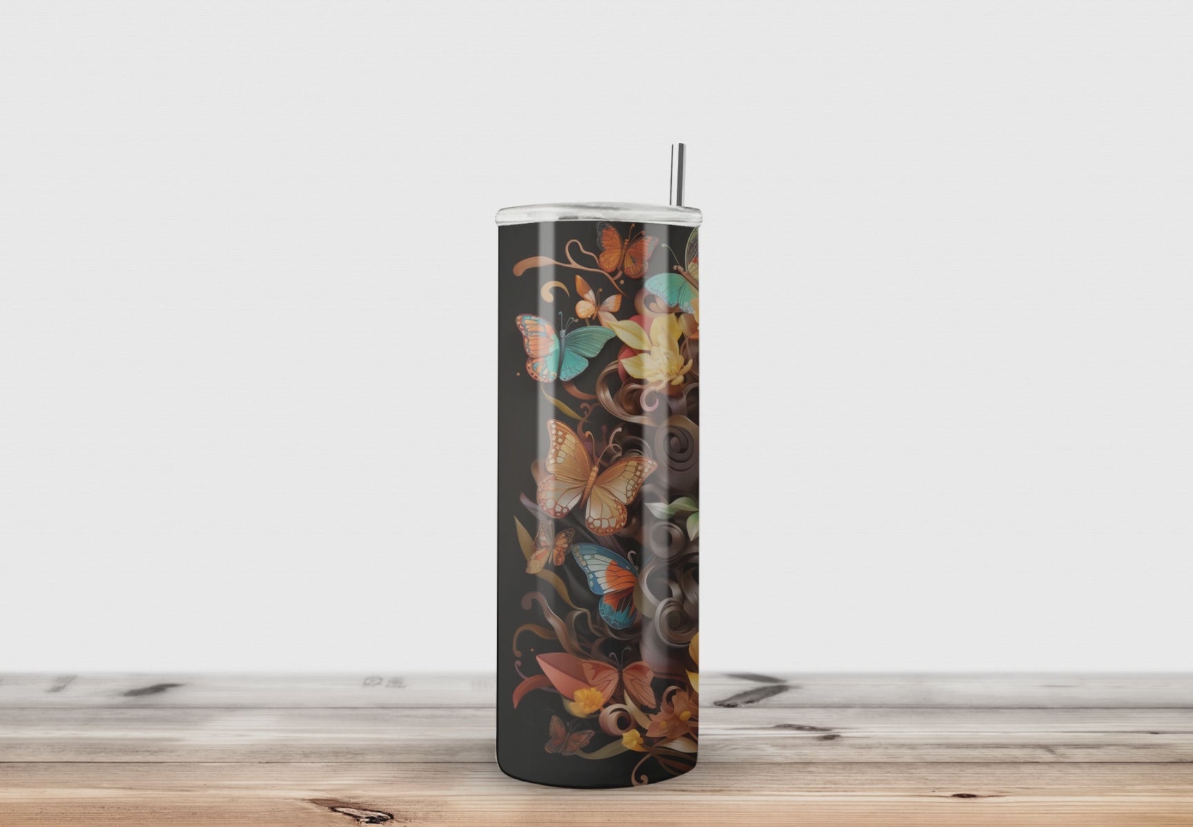 Fall Little Doll and Butterfly Digital Sublimation Tumbler Wrap