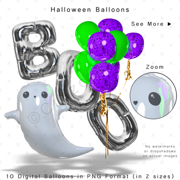 Halloween Ghost Balloon Digital Clipart