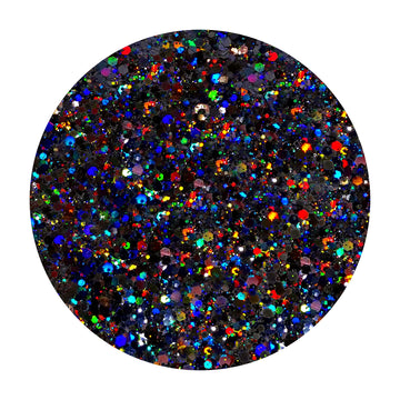 Mélange de paillettes hexagonales holographiques noires