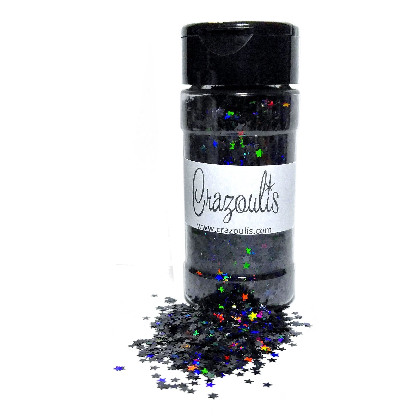 Black Holographic Star Shaped Glitter By Crazoulis Glitter