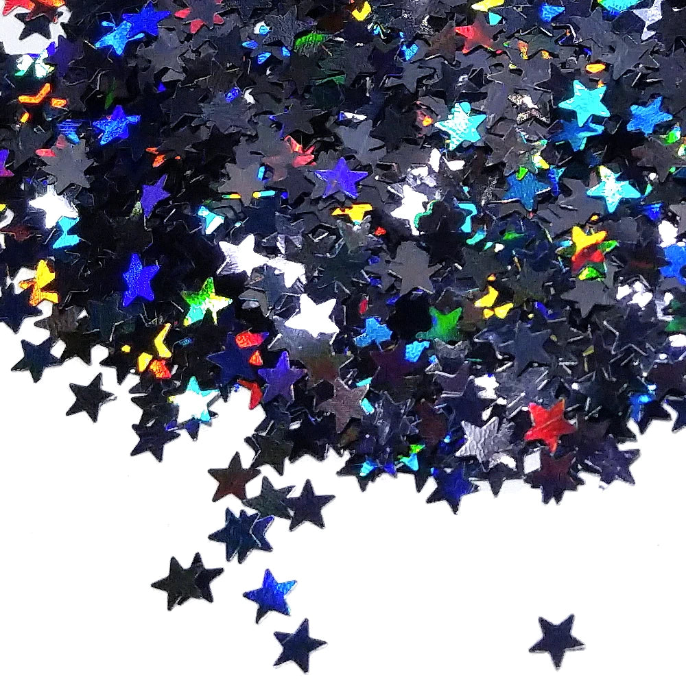 Black Holographic Star Shaped Glitter By Crazoulis Glitter