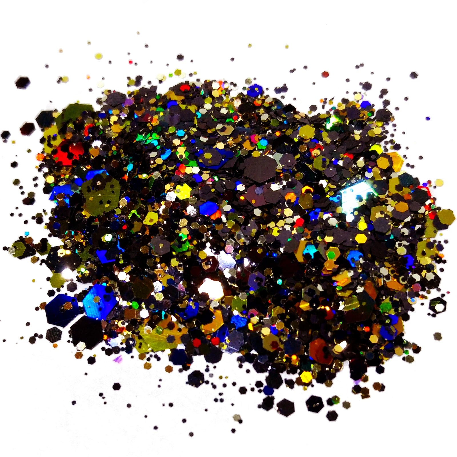 Black And Gold Holographic Chunky Glitter Mix - Black Magick By Crazoulis Glitter