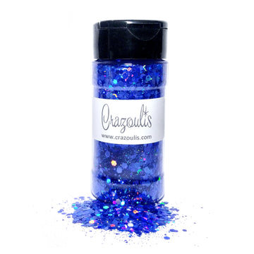 Mezcla de purpurina hexagonal holográfica azul