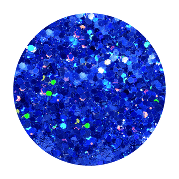 Mezcla de purpurina hexagonal holográfica azul real