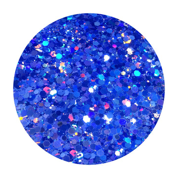 Mezcla de purpurina hexagonal holográfica azul