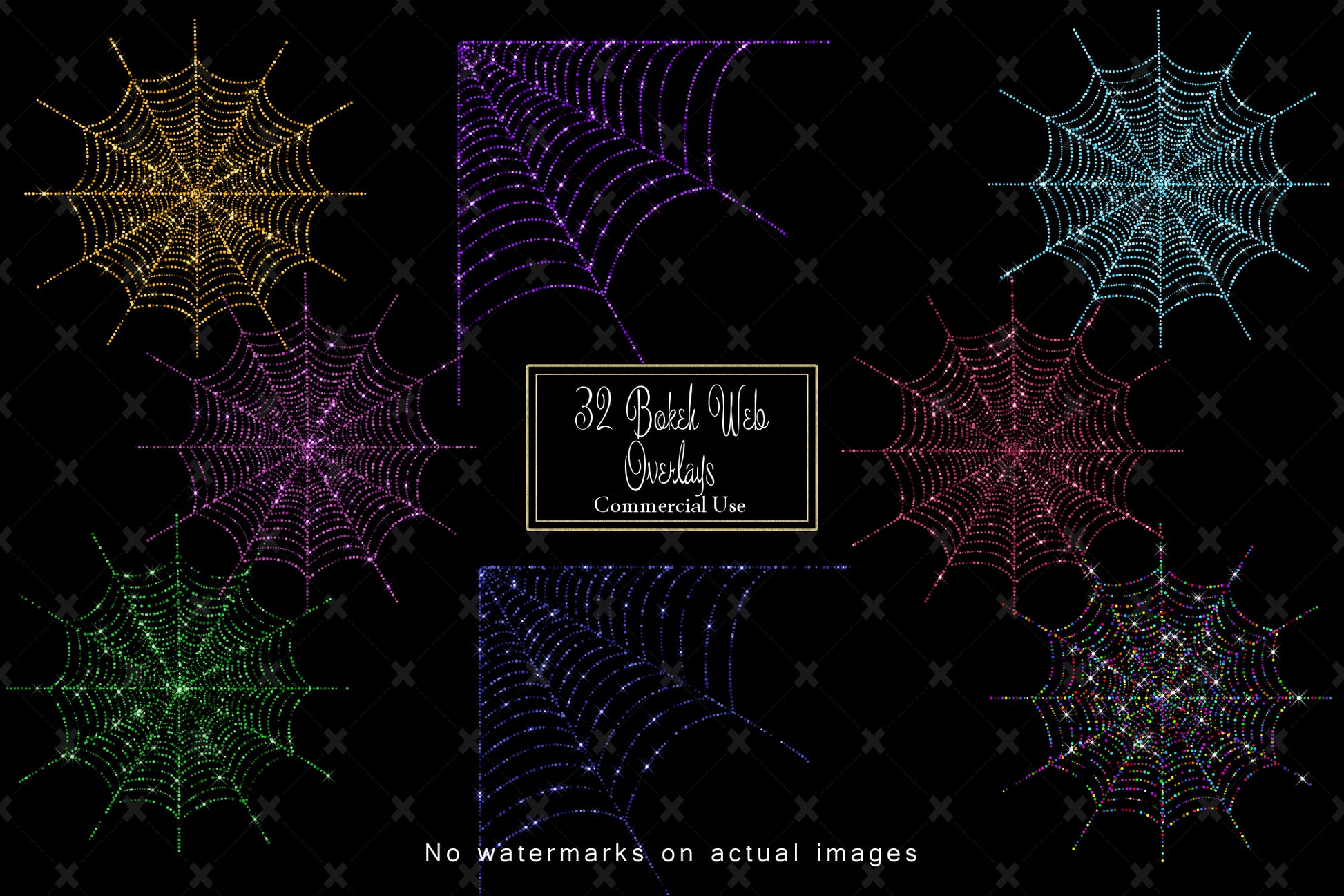 Bokeh Spider Web Overlay Digital Clip Art