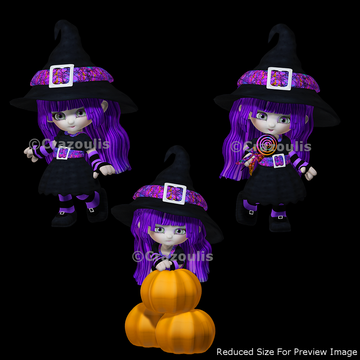 Cute Witches Clipart Pack One