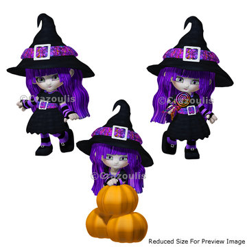 Cute Witches Clipart Pack One