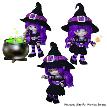 Cute Witches Clipart Pack Two