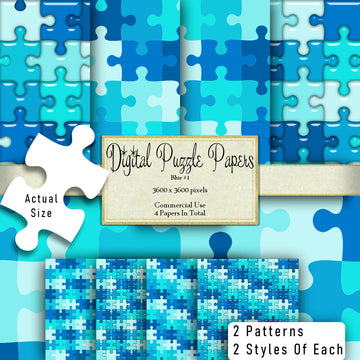 Digital Blue Puzzle Paper Clipart