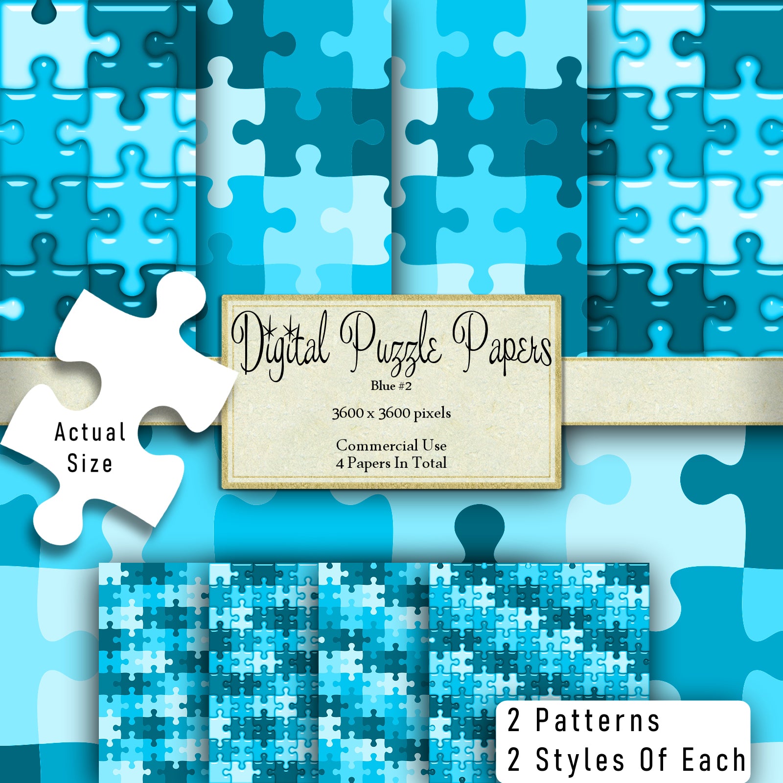 Blue Puzzle Paper Digital Clipart By Crazoulis