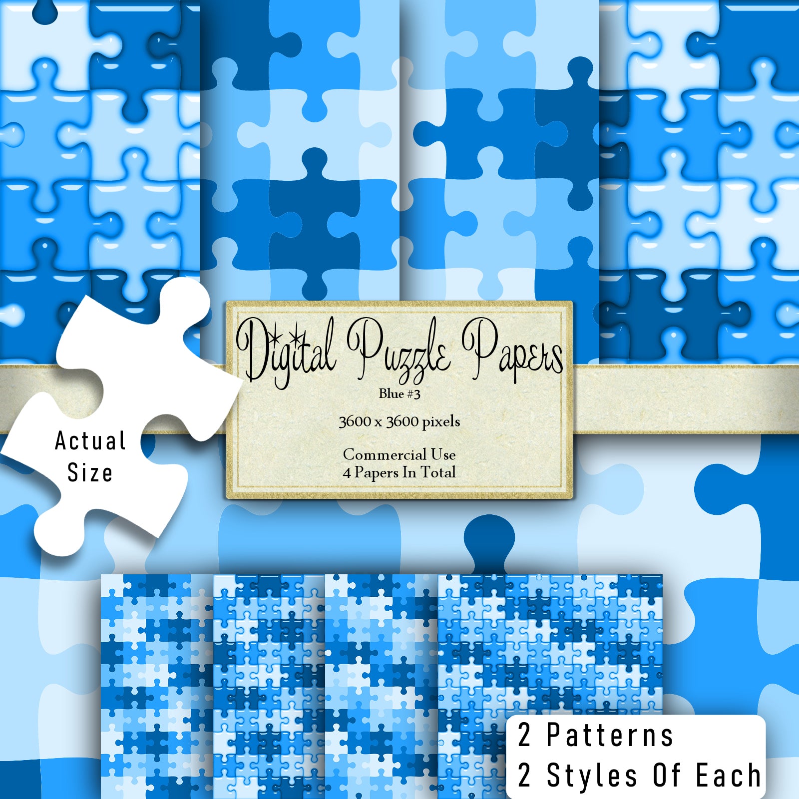 Blue Puzzle Paper Digital Clipart By Crazoulis