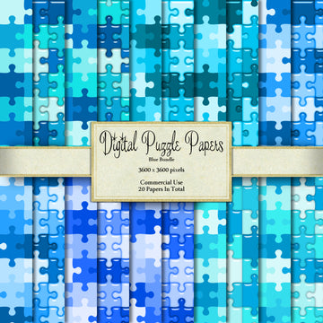 Digital Blue Puzzle Paper Clipart