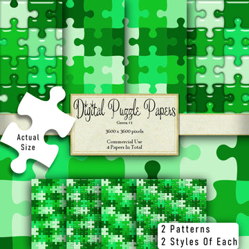 Digital Green Puzzle Papers