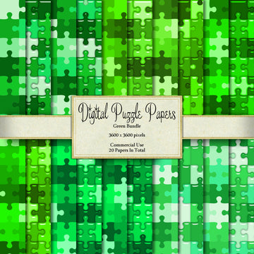 Digital Green Puzzle Papers