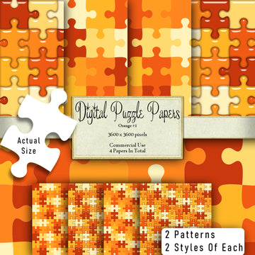 Papeles Digitales Puzzle Naranja