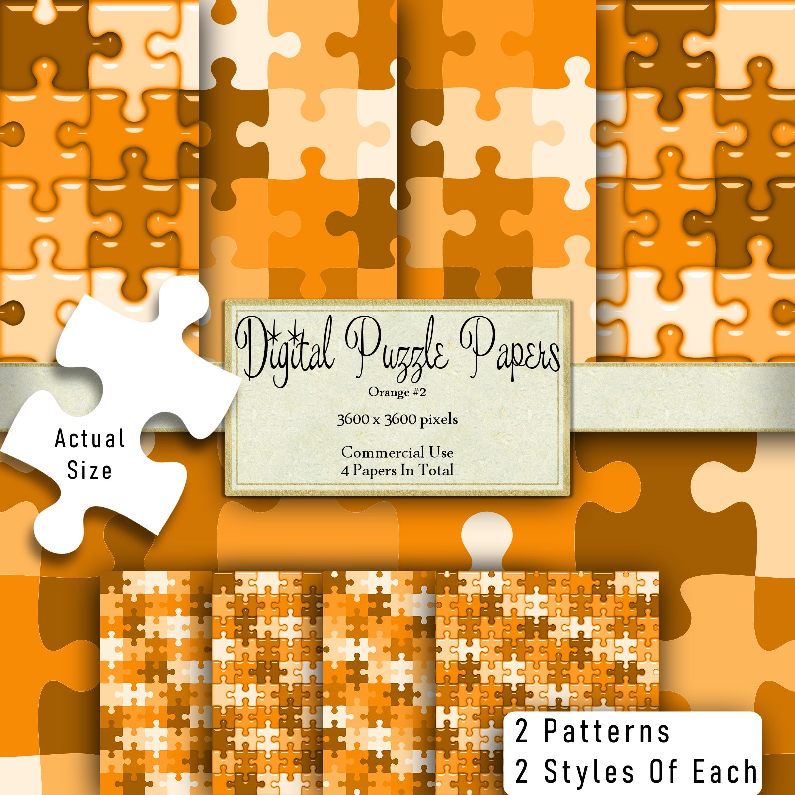 Orange Puzzle Paper Digital Clipart By Crazoulis