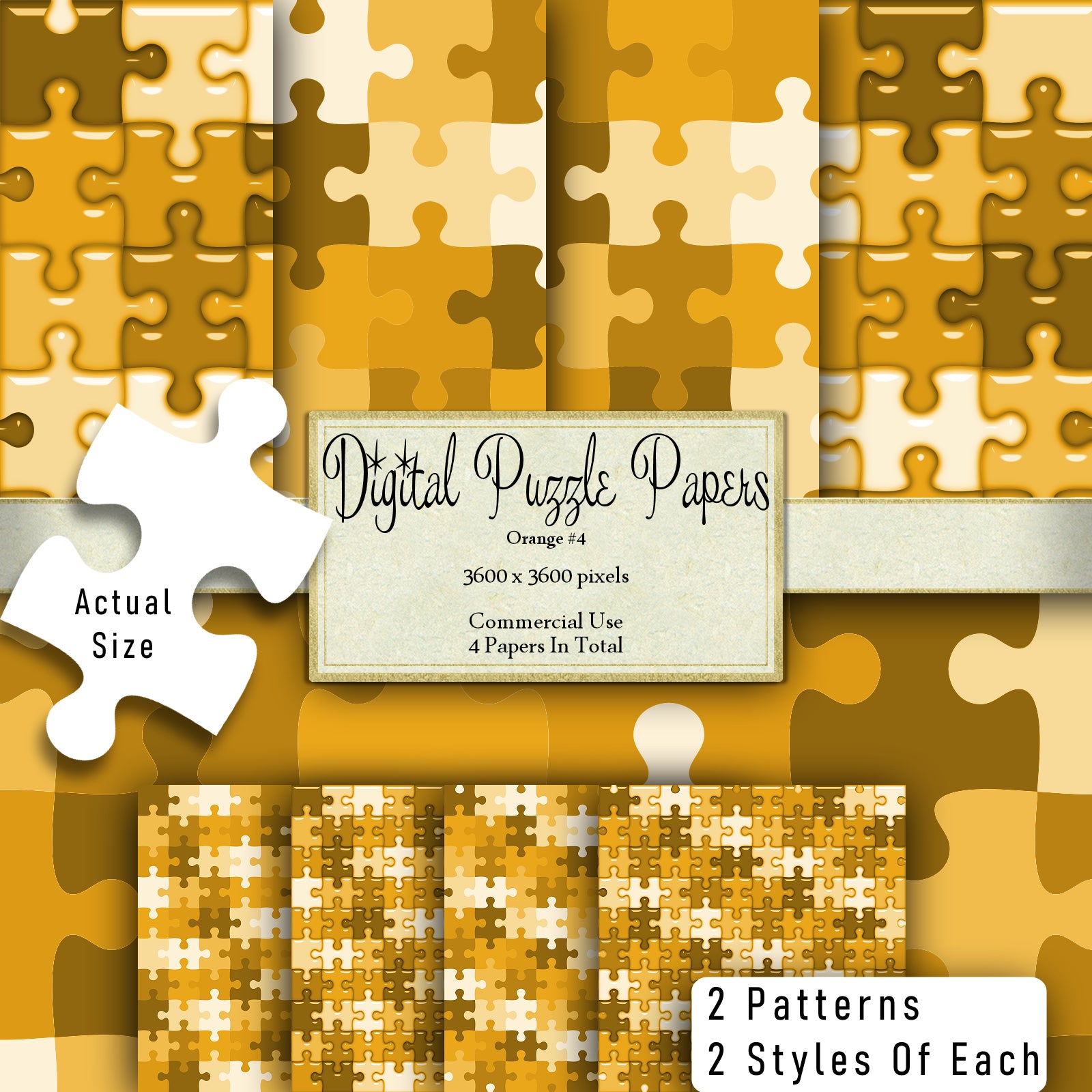 Orange Puzzle Paper Digital Clipart By Crazoulis