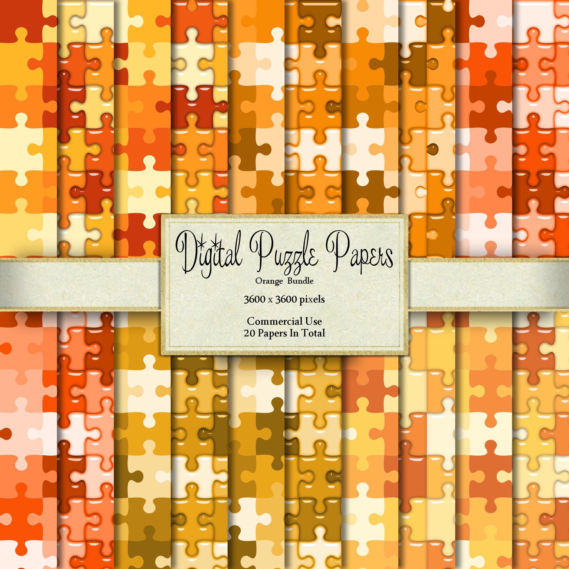 Orange Puzzle Page Digital Clipart By Crazoulis