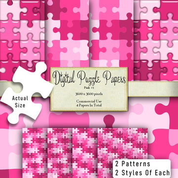 Digital Pink Puzzle Papers