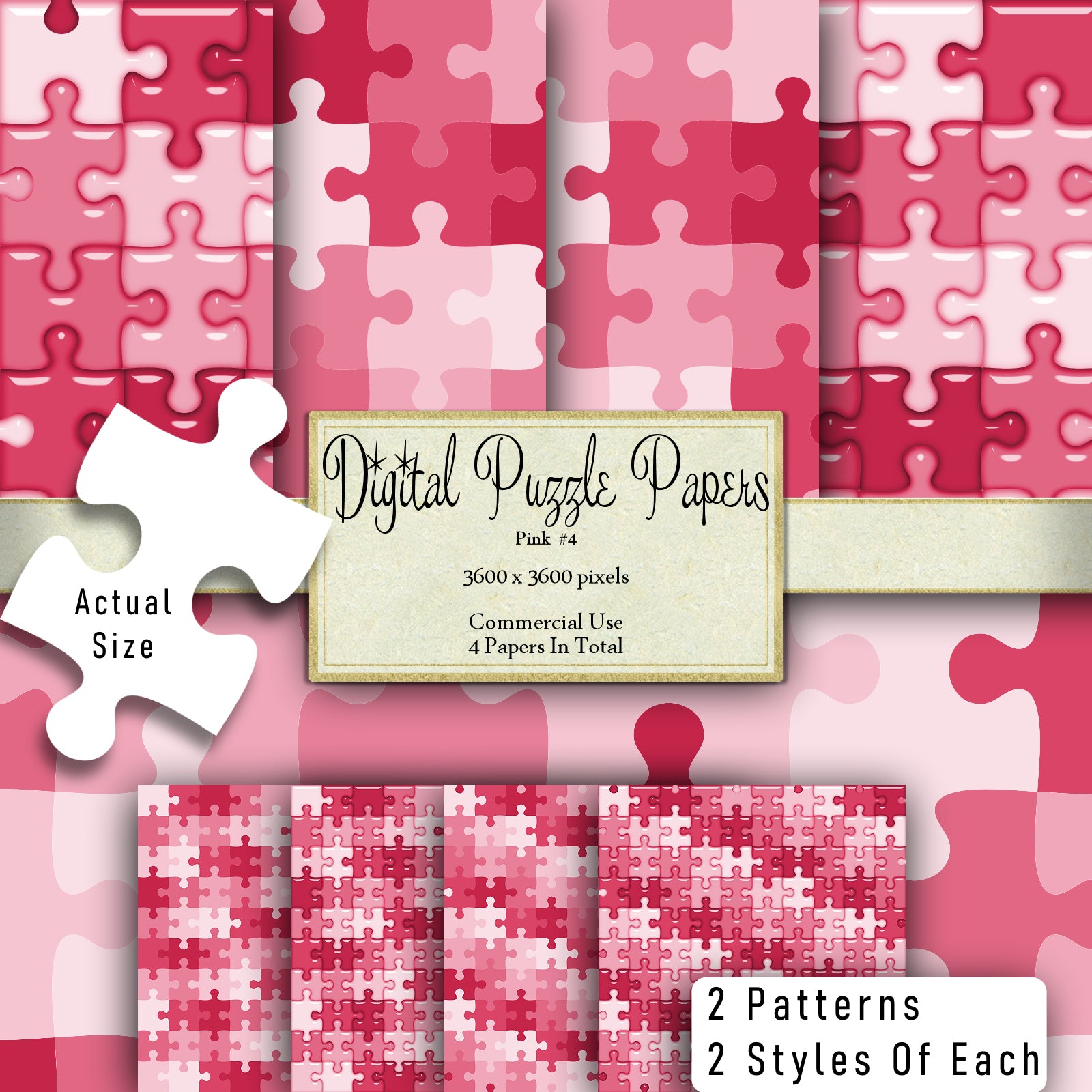Pink Puzzle Paper Digital Clipart By Crazoulis