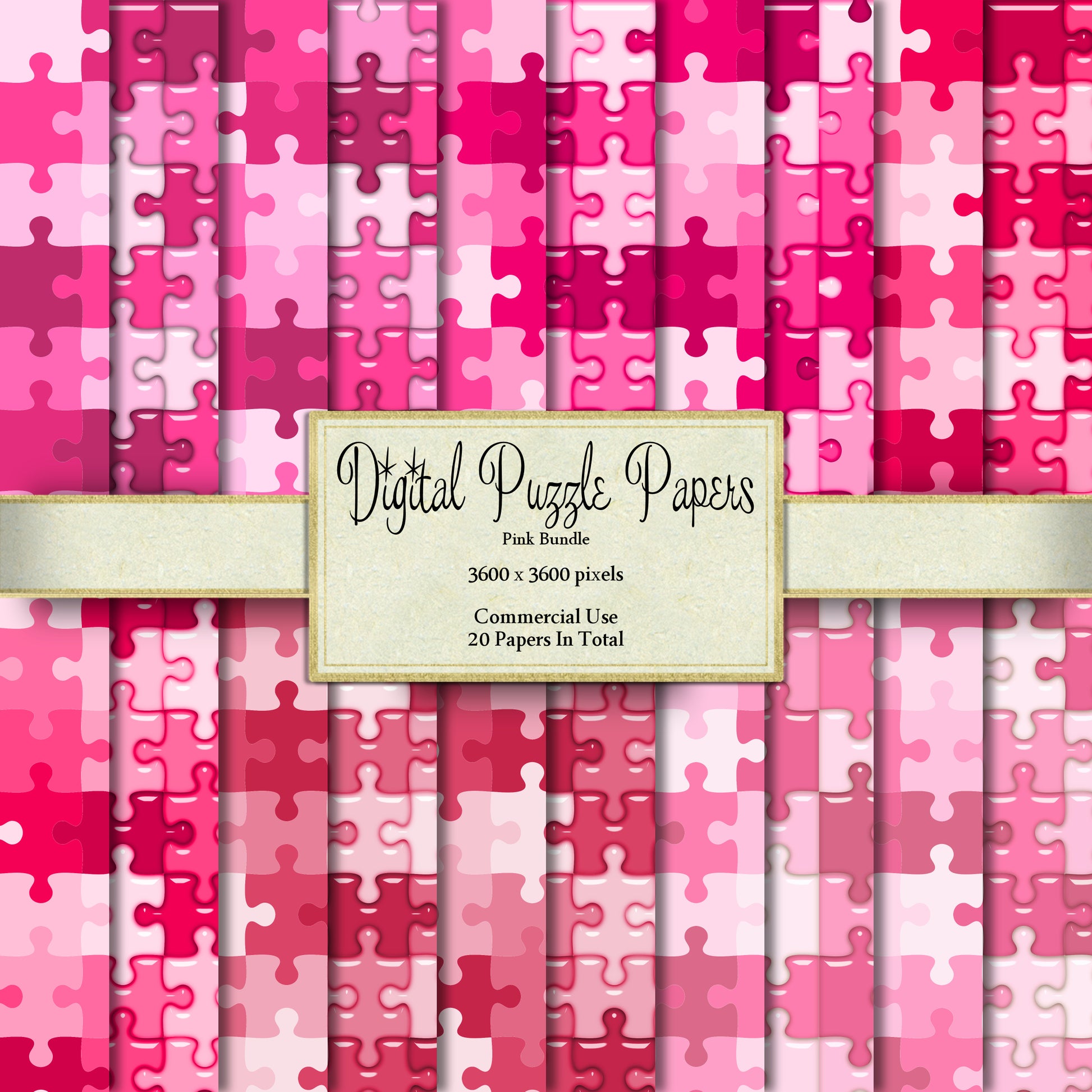 Pink Puzzle Page Digital Clipart By Crazoulis