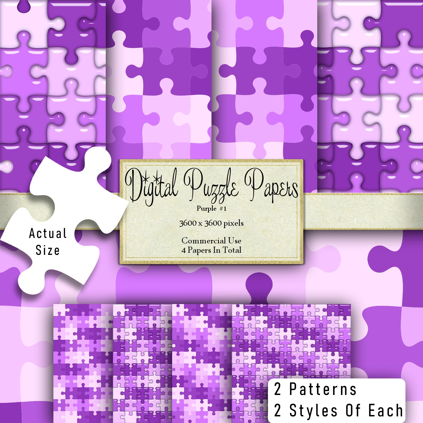 Purple Puzzle Paper Digital Clipart By Crazoulis