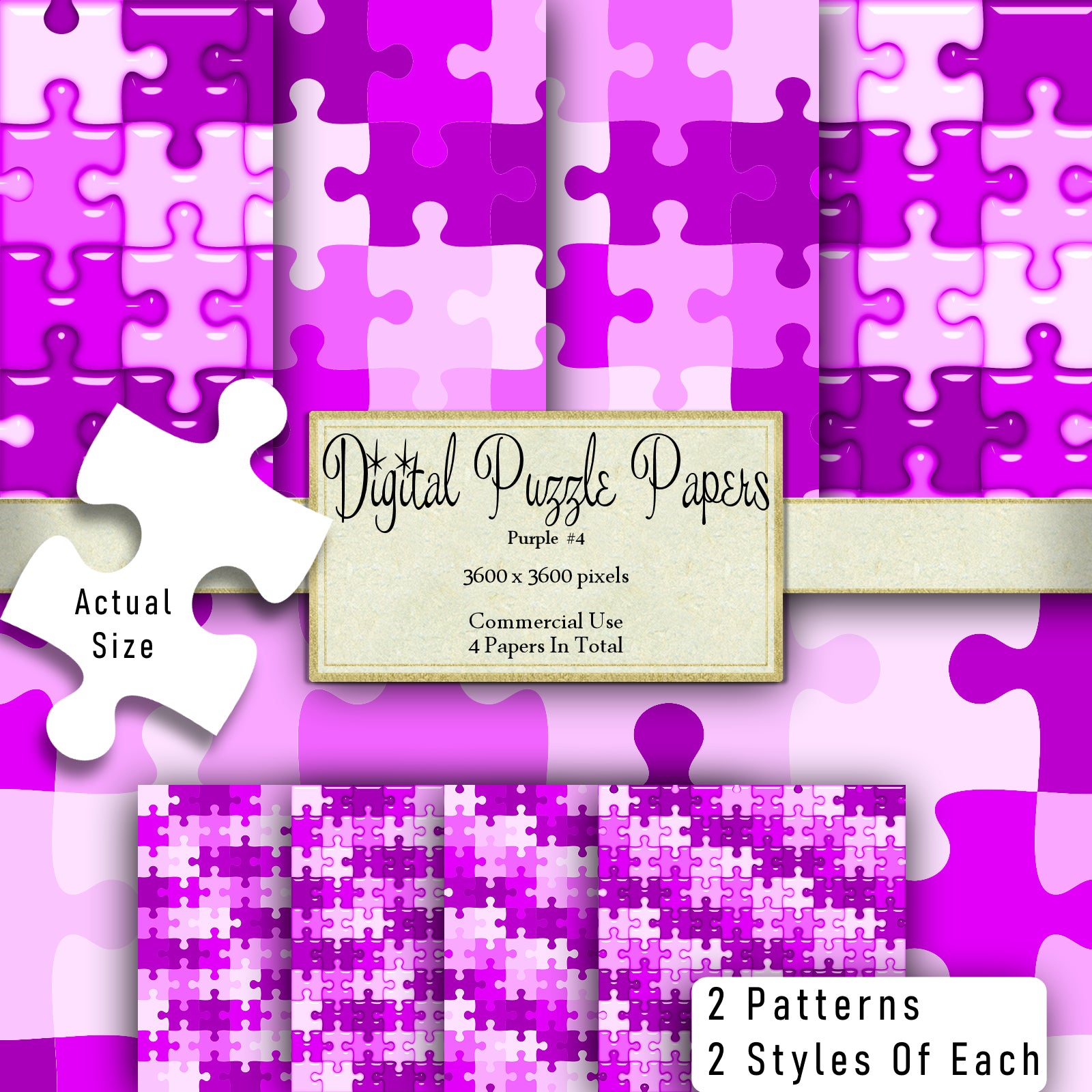 Purple Puzzle Paper Digital Clipart By Crazoulis