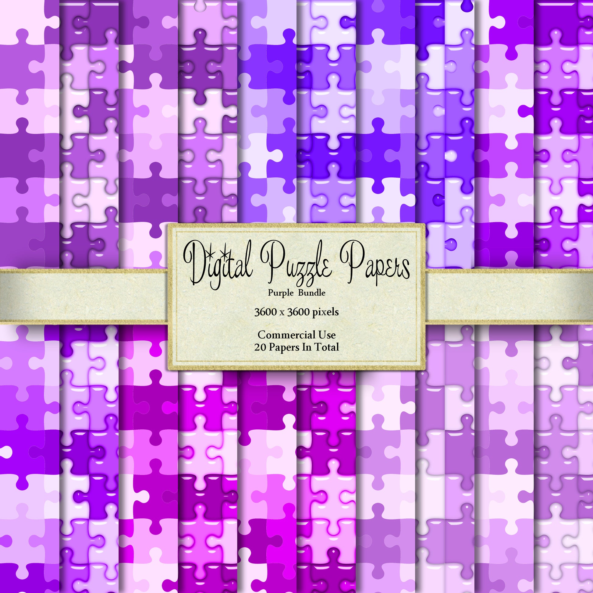 Purple Puzzle Page Digital Clipart By Crazoulis