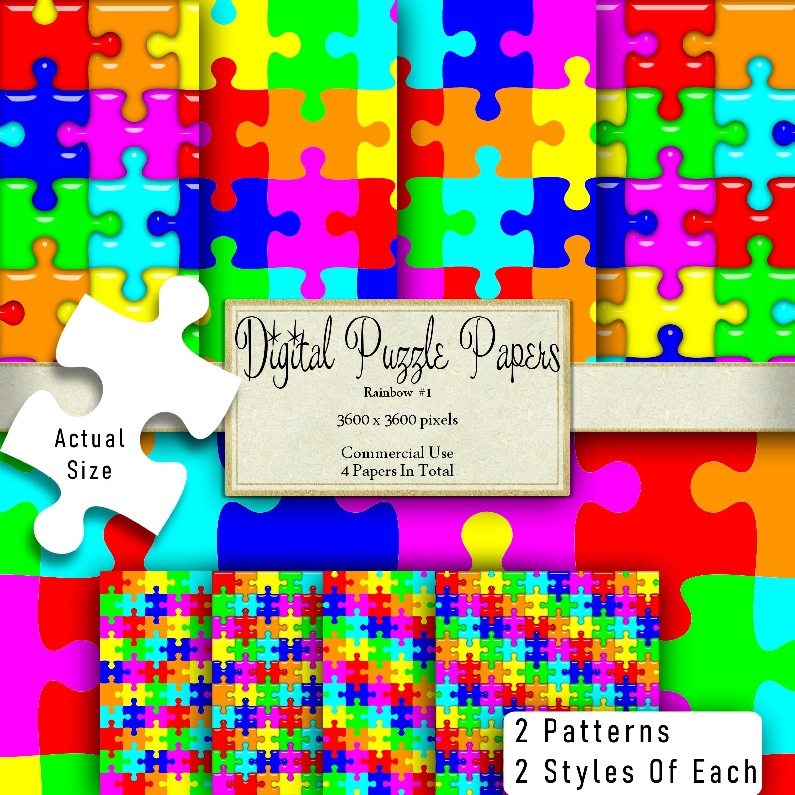 Rainbow Puzzle Pages Digital Clipart By Crazoulis