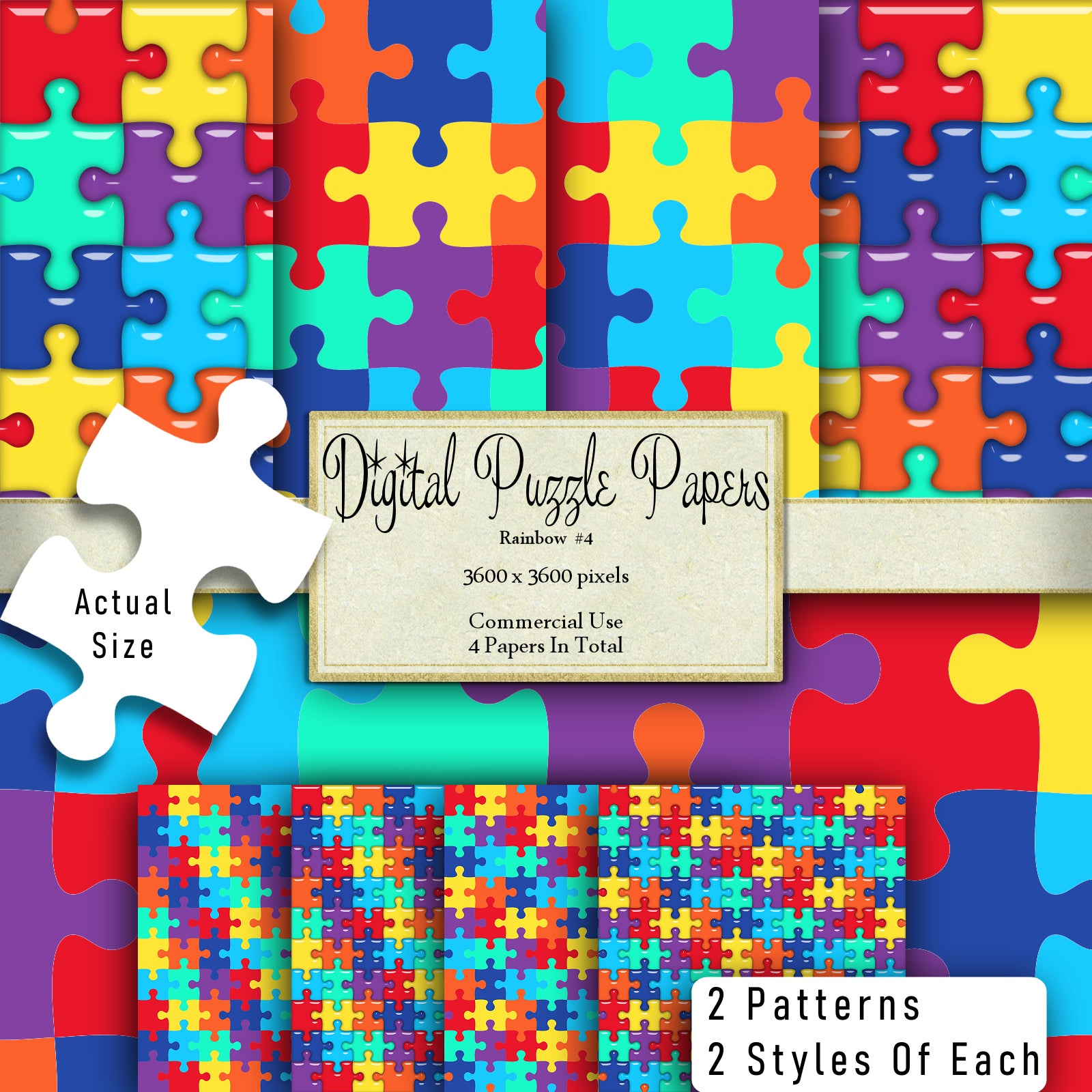 Rainbow Puzzle Pages Digital Clipart By Crazoulis