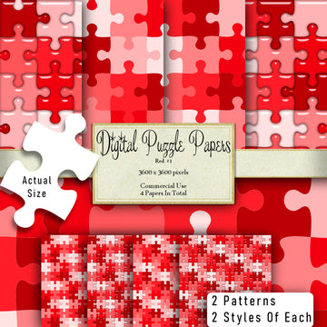 Digital Red Puzzle Papers
